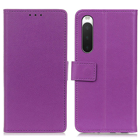 Custodia Portafoglio In Pelle Cover con Supporto M08L per Sony Xperia 10 V Viola