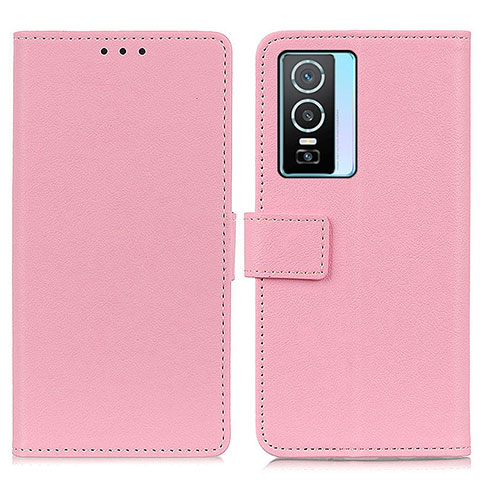 Custodia Portafoglio In Pelle Cover con Supporto M08L per Vivo Y76s 5G Rosa