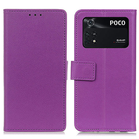 Custodia Portafoglio In Pelle Cover con Supporto M08L per Xiaomi Poco M4 Pro 4G Viola