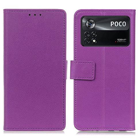 Custodia Portafoglio In Pelle Cover con Supporto M08L per Xiaomi Poco X4 Pro 5G Viola
