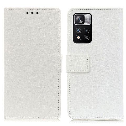 Custodia Portafoglio In Pelle Cover con Supporto M08L per Xiaomi Redmi Note 11 Pro+ Plus 5G Bianco