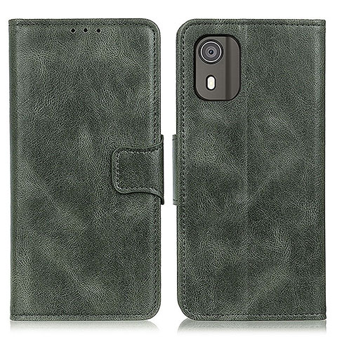 Custodia Portafoglio In Pelle Cover con Supporto M09L per Nokia C02 Verde