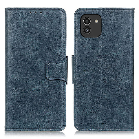 Custodia Portafoglio In Pelle Cover con Supporto M09L per Samsung Galaxy A03 Blu