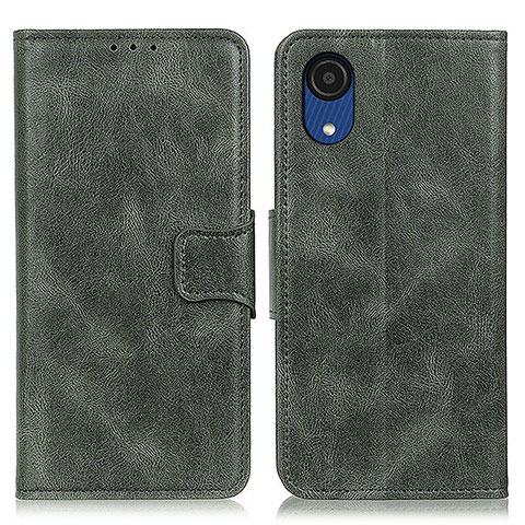 Custodia Portafoglio In Pelle Cover con Supporto M09L per Samsung Galaxy A03 Core Verde