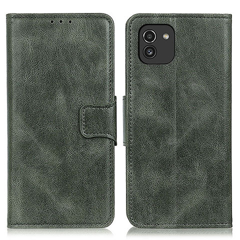 Custodia Portafoglio In Pelle Cover con Supporto M09L per Samsung Galaxy A03 Verde