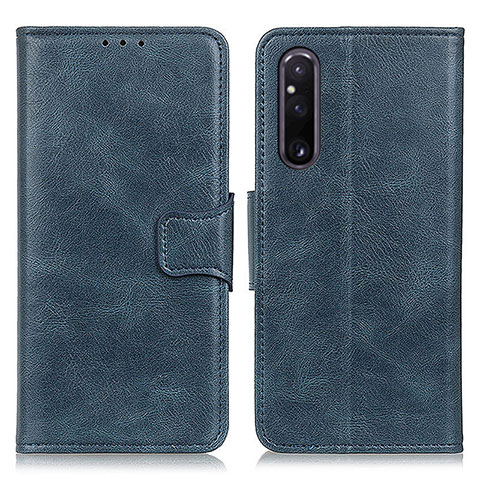 Custodia Portafoglio In Pelle Cover con Supporto M09L per Sony Xperia 1 V Blu