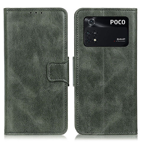 Custodia Portafoglio In Pelle Cover con Supporto M09L per Xiaomi Poco M4 Pro 4G Verde