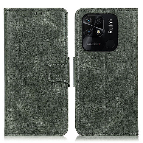 Custodia Portafoglio In Pelle Cover con Supporto M09L per Xiaomi Redmi 10 India Verde