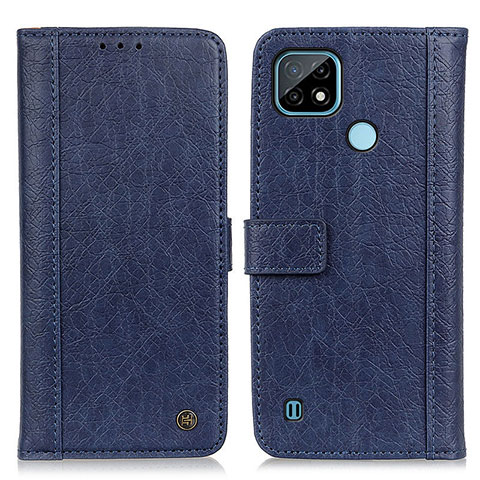 Custodia Portafoglio In Pelle Cover con Supporto M10L per Realme C21 Blu