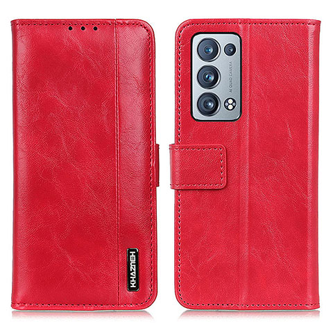 Custodia Portafoglio In Pelle Cover con Supporto M11L per Oppo Reno6 Pro+ Plus 5G Rosso