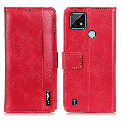 Custodia Portafoglio In Pelle Cover con Supporto M11L per Realme C21 Rosso