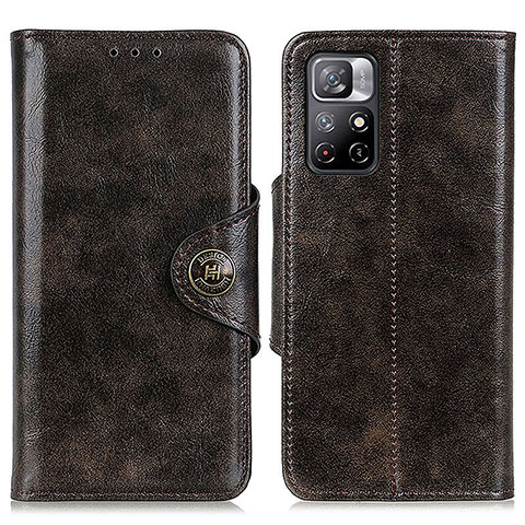 Custodia Portafoglio In Pelle Cover con Supporto M12L per Xiaomi Redmi Note 11 5G Bronze