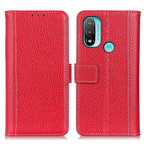 Custodia Portafoglio In Pelle Cover con Supporto M13L per Motorola Moto E20 Rosso