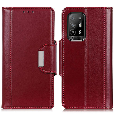 Custodia Portafoglio In Pelle Cover con Supporto M13L per Oppo F19 Pro+ Plus 5G Rosso