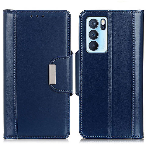 Custodia Portafoglio In Pelle Cover con Supporto M13L per Oppo Reno6 Pro 5G India Blu