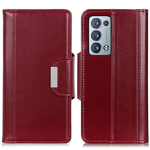 Custodia Portafoglio In Pelle Cover con Supporto M13L per Oppo Reno6 Pro+ Plus 5G Rosso