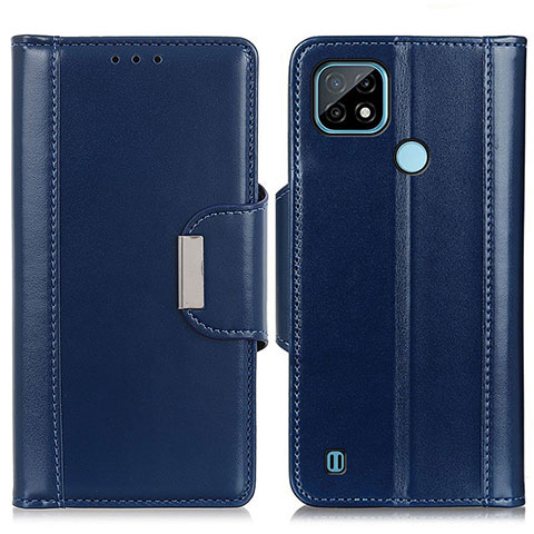 Custodia Portafoglio In Pelle Cover con Supporto M13L per Realme C21 Blu