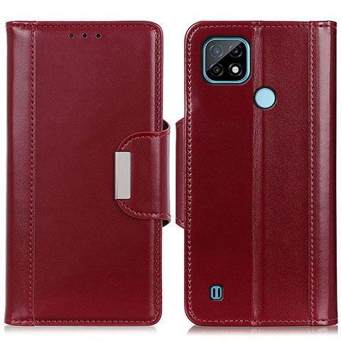 Custodia Portafoglio In Pelle Cover con Supporto M13L per Realme C21 Rosso