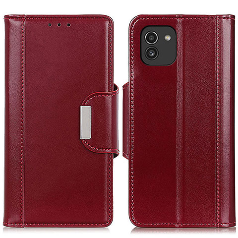 Custodia Portafoglio In Pelle Cover con Supporto M13L per Samsung Galaxy A03 Rosso