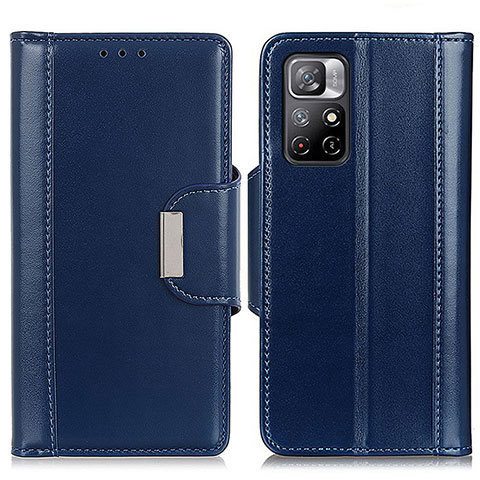 Custodia Portafoglio In Pelle Cover con Supporto M13L per Xiaomi Poco M4 Pro 5G Blu