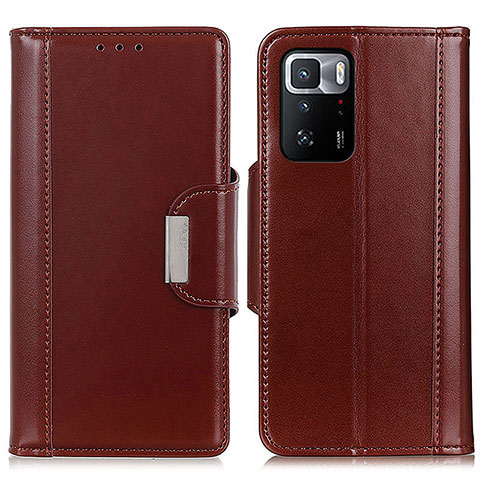 Custodia Portafoglio In Pelle Cover con Supporto M13L per Xiaomi Redmi Note 10 Pro 5G Marrone