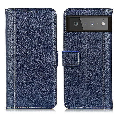 Custodia Portafoglio In Pelle Cover con Supporto M14L per Google Pixel 6 5G Blu