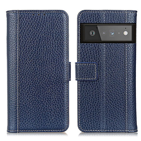 Custodia Portafoglio In Pelle Cover con Supporto M14L per Google Pixel 6 Pro 5G Blu