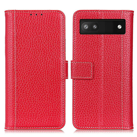 Custodia Portafoglio In Pelle Cover con Supporto M14L per Google Pixel 6a 5G Rosso