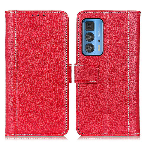 Custodia Portafoglio In Pelle Cover con Supporto M14L per Motorola Moto Edge 20 Pro 5G Rosso