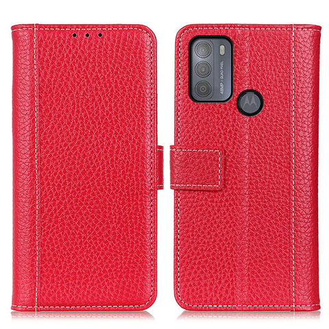 Custodia Portafoglio In Pelle Cover con Supporto M14L per Motorola Moto G50 Rosso