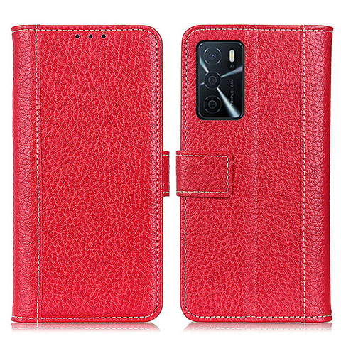 Custodia Portafoglio In Pelle Cover con Supporto M14L per Oppo A16s Rosso