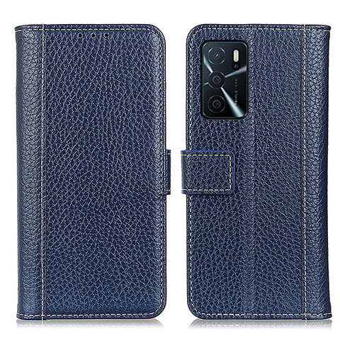 Custodia Portafoglio In Pelle Cover con Supporto M14L per Oppo A54s Blu