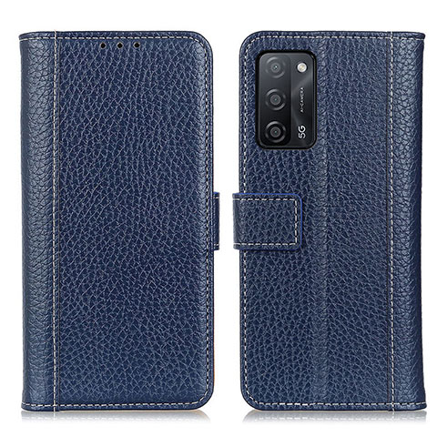 Custodia Portafoglio In Pelle Cover con Supporto M14L per Oppo A55 5G Blu