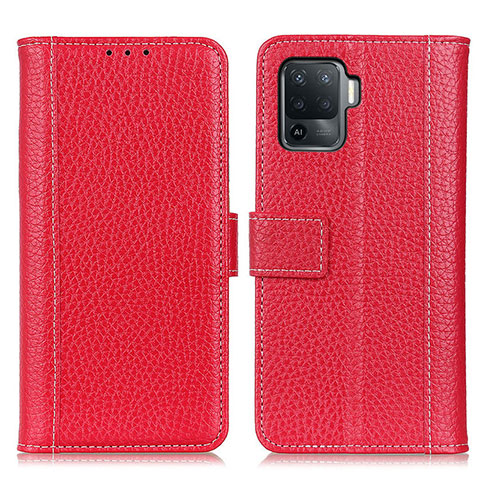 Custodia Portafoglio In Pelle Cover con Supporto M14L per Oppo Reno5 F Rosso