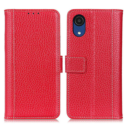 Custodia Portafoglio In Pelle Cover con Supporto M14L per Samsung Galaxy A03 Core Rosso