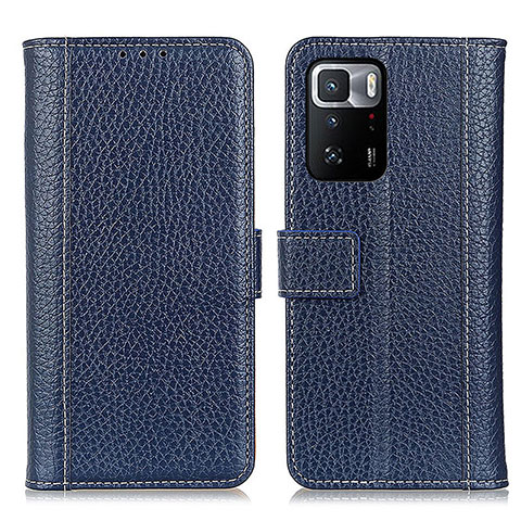 Custodia Portafoglio In Pelle Cover con Supporto M14L per Xiaomi Redmi Note 10 Pro 5G Blu