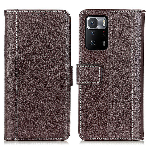 Custodia Portafoglio In Pelle Cover con Supporto M14L per Xiaomi Redmi Note 10 Pro 5G Marrone