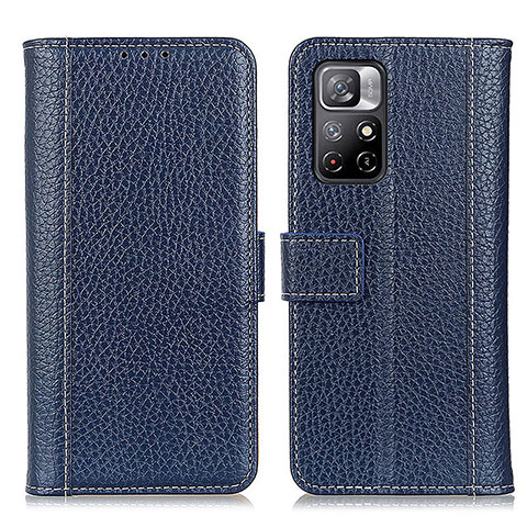 Custodia Portafoglio In Pelle Cover con Supporto M14L per Xiaomi Redmi Note 11 5G Blu