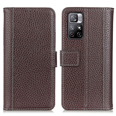 Custodia Portafoglio In Pelle Cover con Supporto M14L per Xiaomi Redmi Note 11T 5G Marrone