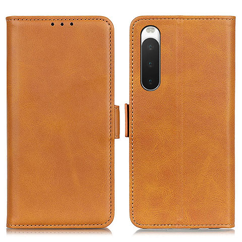 Custodia Portafoglio In Pelle Cover con Supporto M15L per Sony Xperia 10 V Marrone Chiaro