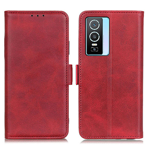 Custodia Portafoglio In Pelle Cover con Supporto M15L per Vivo Y76s 5G Rosso