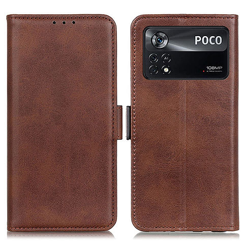 Custodia Portafoglio In Pelle Cover con Supporto M15L per Xiaomi Poco X4 Pro 5G Marrone