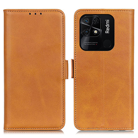 Custodia Portafoglio In Pelle Cover con Supporto M15L per Xiaomi Redmi 10 India Marrone Chiaro