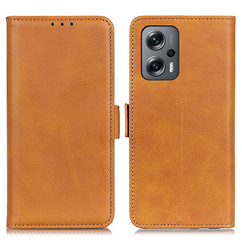 Custodia Portafoglio In Pelle Cover con Supporto M15L per Xiaomi Redmi Note 11T Pro 5G Marrone Chiaro