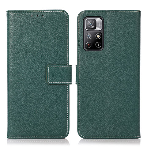 Custodia Portafoglio In Pelle Cover con Supporto M16L per Xiaomi Poco M4 Pro 5G Verde