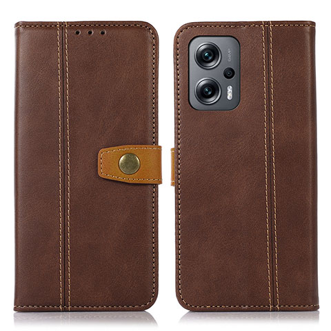 Custodia Portafoglio In Pelle Cover con Supporto M16L per Xiaomi Redmi Note 11T Pro 5G Marrone