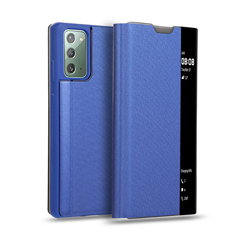 Custodia Portafoglio In Pelle Cover con Supporto N01 per Samsung Galaxy Note 20 5G Blu