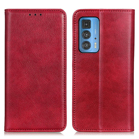 Custodia Portafoglio In Pelle Cover con Supporto N01P per Motorola Moto Edge 20 Pro 5G Rosso