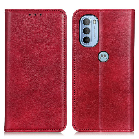 Custodia Portafoglio In Pelle Cover con Supporto N01P per Motorola Moto G31 Rosso