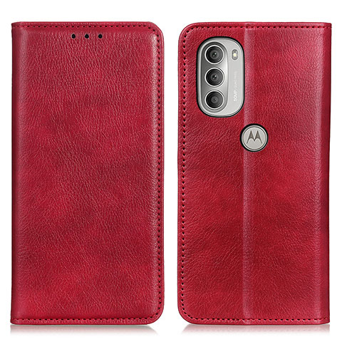 Custodia Portafoglio In Pelle Cover con Supporto N01P per Motorola Moto G51 5G Rosso